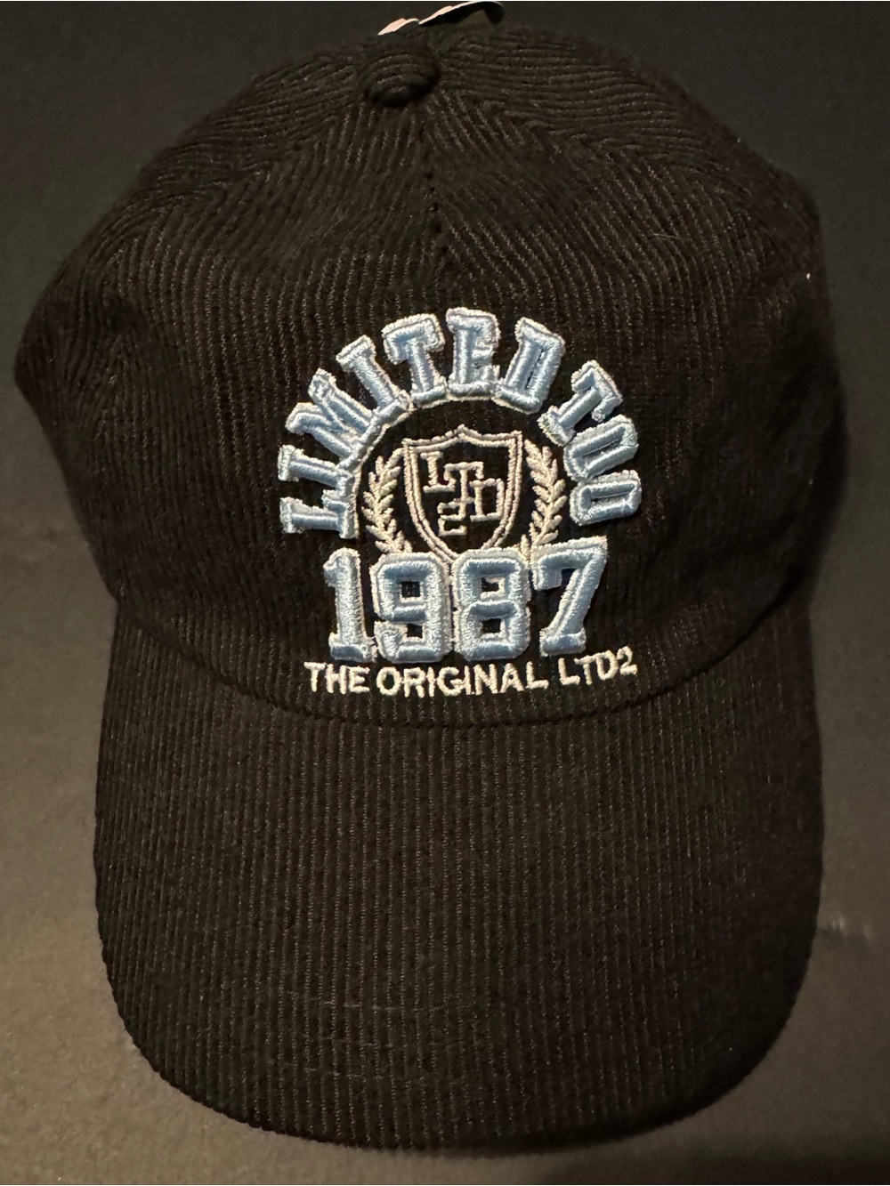 Limited Too Black Corduroy Cap with Light Blue Embroidery